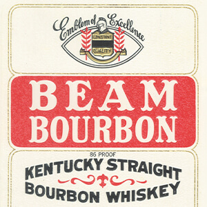 Rótulo antigo de Beam Bourbon.