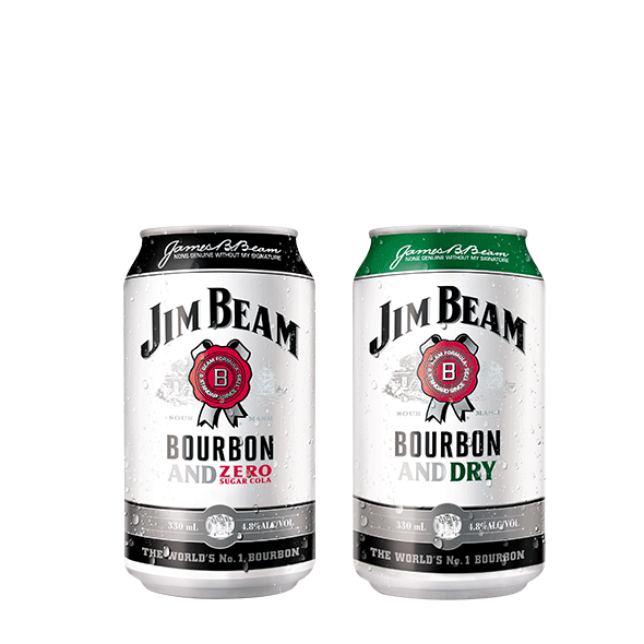 Packshot of Jim Beam® Cola Zero and Dry
