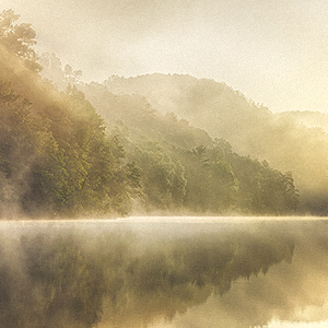 Lake with iron-free, calcium-rich Kentucky water.